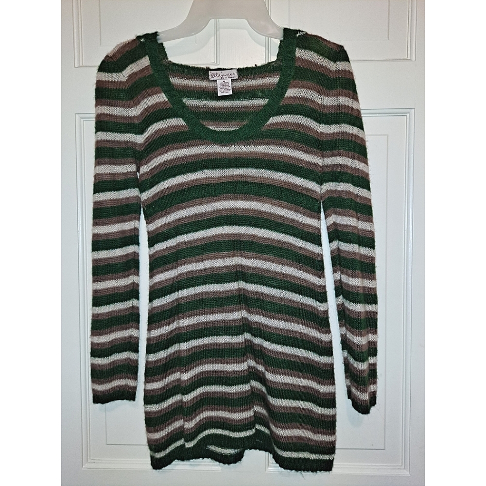 Glimmer Long sleeve striped knit shirt with hood